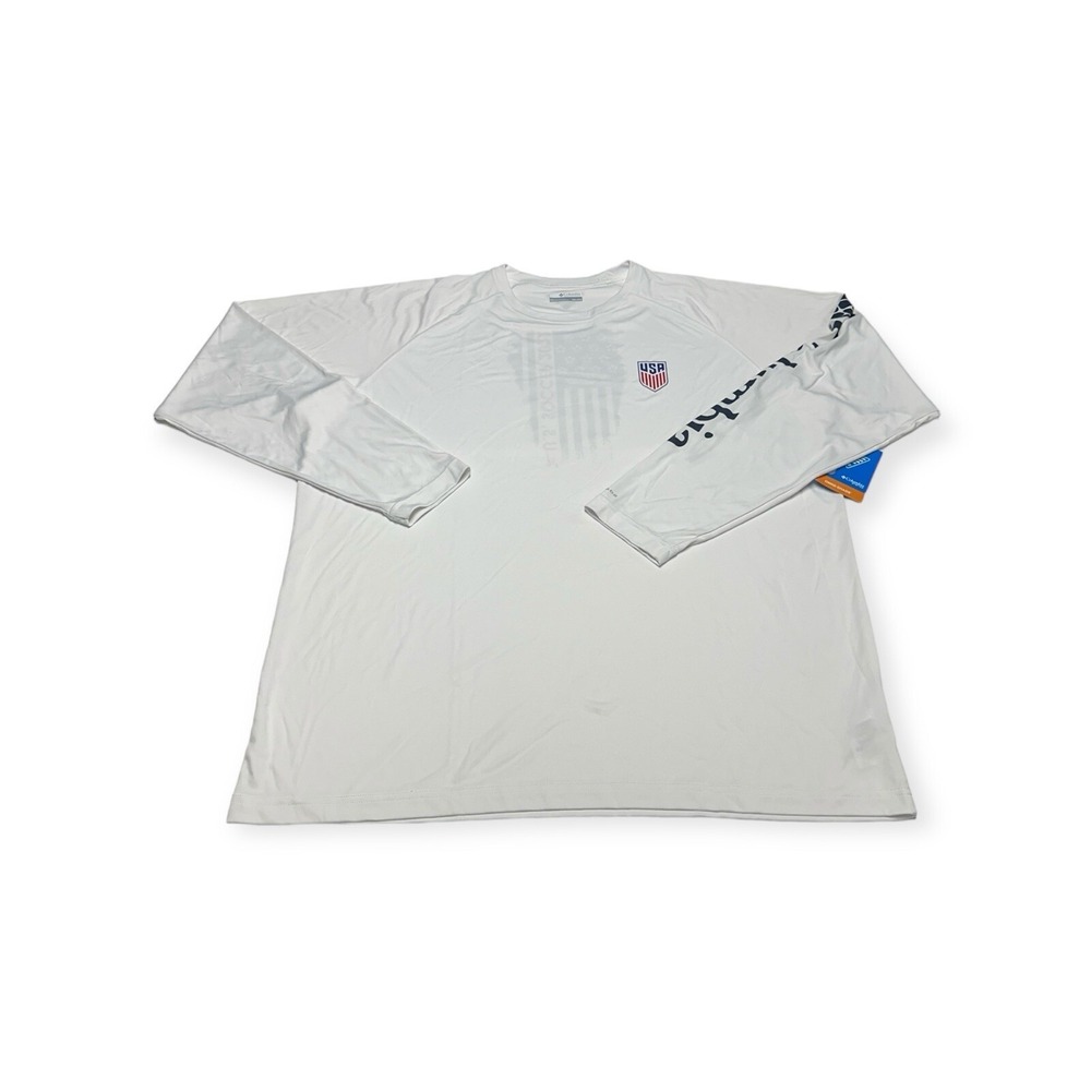 NWT Men's Columbia PFG Team USA Soccer Terminal Tackle Fishing Flag Shirt Sz XXL